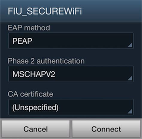 CA certificate Do not validate. . Phase 2 authentication wifi mschapv2